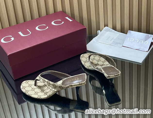 Popular Style Gucci Vittoria Beige GG Canvas Thong Sanals 55MM 6050404