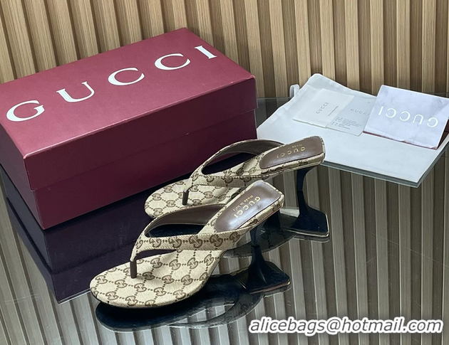 Popular Style Gucci Vittoria Beige GG Canvas Thong Sanals 55MM 6050404
