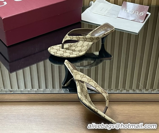 Popular Style Gucci Vittoria Beige GG Canvas Thong Sanals 55MM 6050404
