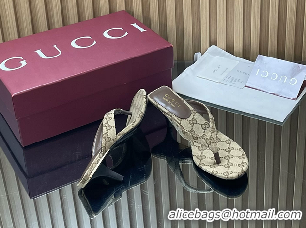 Popular Style Gucci Vittoria Beige GG Canvas Thong Sanals 55MM 6050404