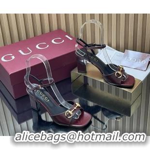 Big Discount Gucci Horsebit High Heeled Sandals Red Lambskin Leather 75MM 6050405
