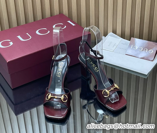 Big Discount Gucci Horsebit High Heeled Sandals Red Lambskin Leather 75MM 6050405