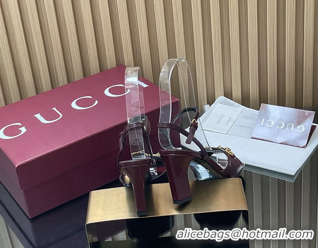 Big Discount Gucci Horsebit High Heeled Sandals Red Lambskin Leather 75MM 6050405
