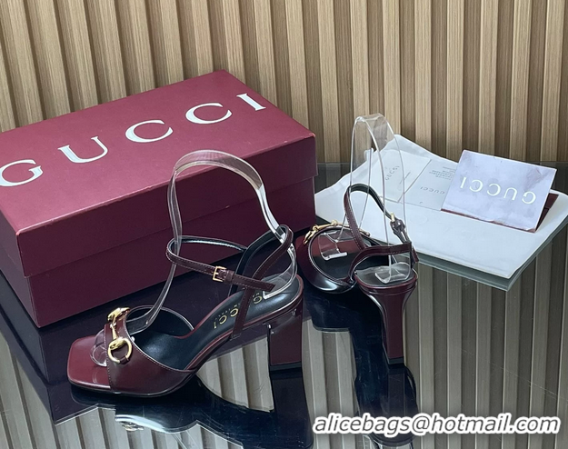 Big Discount Gucci Horsebit High Heeled Sandals Red Lambskin Leather 75MM 6050405