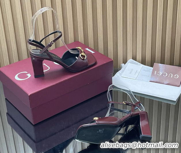 Big Discount Gucci Horsebit High Heeled Sandals Red Lambskin Leather 75MM 6050405
