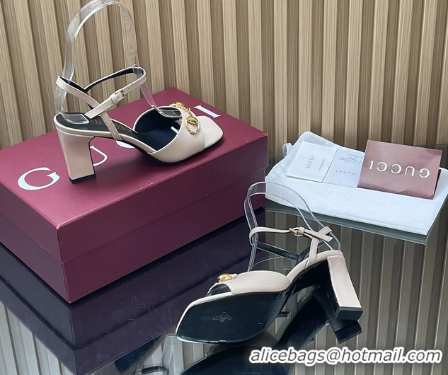 Sumptuous Gucci Horsebit High Heeled Sandals Cream Lambskin Leather 75MM 6050405