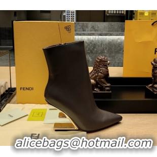 Discount Fendi First Heeled Wedge Ankle Boot Dark Brown Calfskin Leather 90MM 6050601