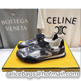 Trendy Design Fendi Wave Pulse Low Tops Sneaker Gray Fabric and Black Cavallino Calfskin 6050502