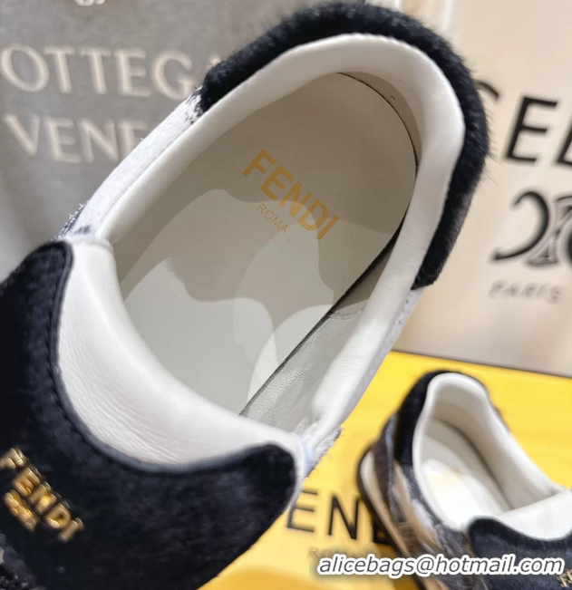 Trendy Design Fendi Wave Pulse Low Tops Sneaker Gray Fabric and Black Cavallino Calfskin 6050502
