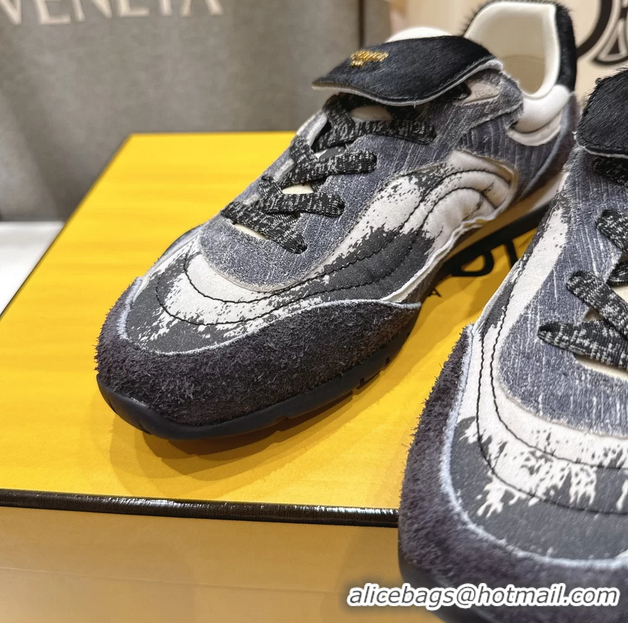 Trendy Design Fendi Wave Pulse Low Tops Sneaker Gray Fabric and Black Cavallino Calfskin 6050502