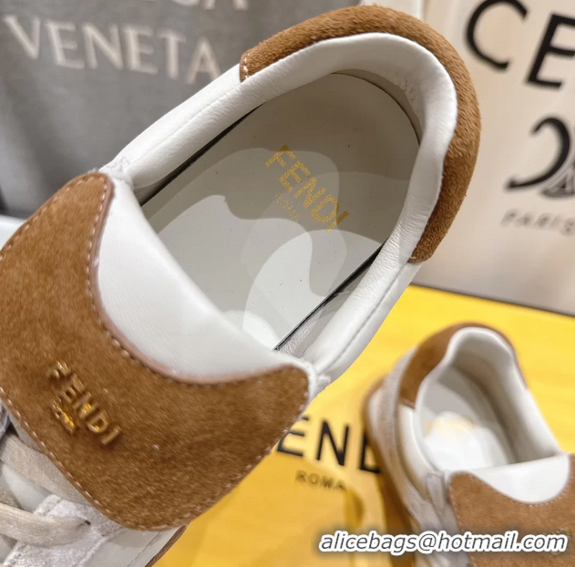 Good Product Fendi Wave Pulse Low Tops Sneaker White Beige Suede and Calfskin 6050502