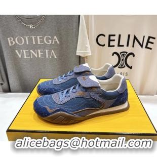 Grade Fendi Wave Pulse Low Tops Sneaker Denim Blue Fabric 6050502