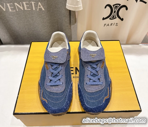 Grade Fendi Wave Pulse Low Tops Sneaker Denim Blue Fabric 6050502