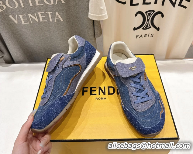 Grade Fendi Wave Pulse Low Tops Sneaker Denim Blue Fabric 6050502