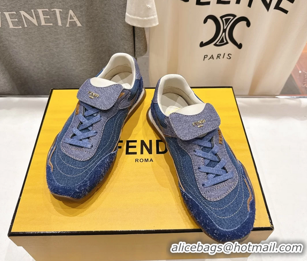 Grade Fendi Wave Pulse Low Tops Sneaker Denim Blue Fabric 6050502