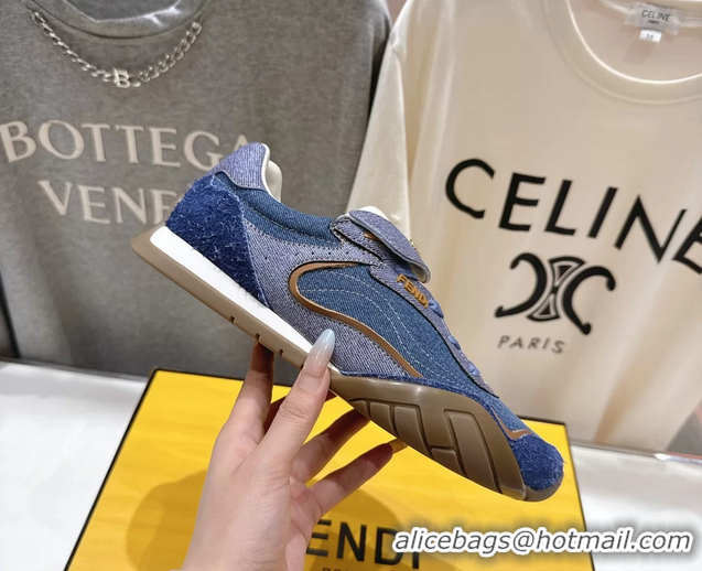 Grade Fendi Wave Pulse Low Tops Sneaker Denim Blue Fabric 6050502