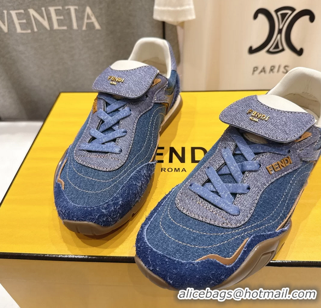 Grade Fendi Wave Pulse Low Tops Sneaker Denim Blue Fabric 6050502