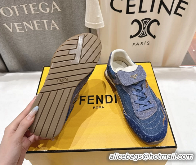 Grade Fendi Wave Pulse Low Tops Sneaker Denim Blue Fabric 6050502