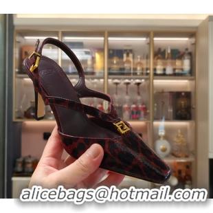 Best Fendi Ffold Red Black Leather Low Heeled Slingbacks Pumps 80MM 6050503
