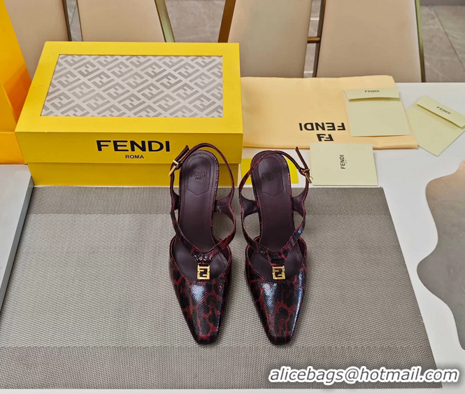 Best Fendi Ffold Red Black Leather Low Heeled Slingbacks Pumps 80MM 6050503