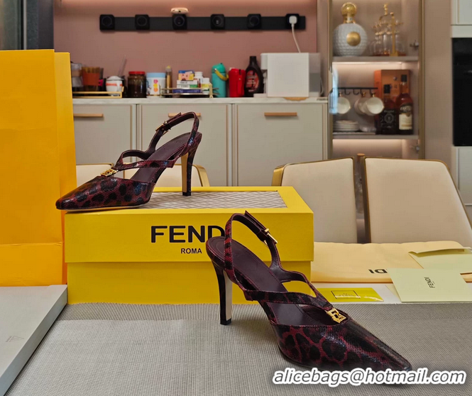 Best Fendi Ffold Red Black Leather Low Heeled Slingbacks Pumps 80MM 6050503