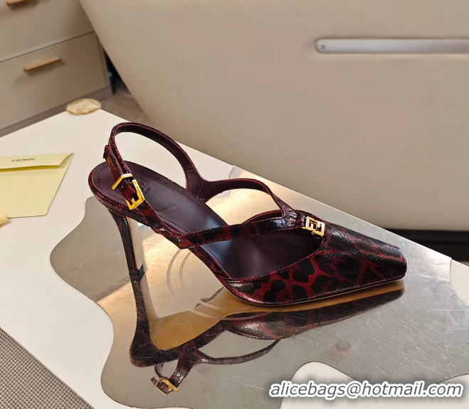 Best Fendi Ffold Red Black Leather Low Heeled Slingbacks Pumps 80MM 6050503