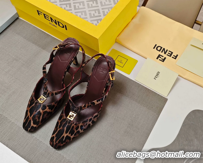 Charming Fendi Ffold Brown Black Leather Low Heeled Slingbacks Pumps 80MM 6050503