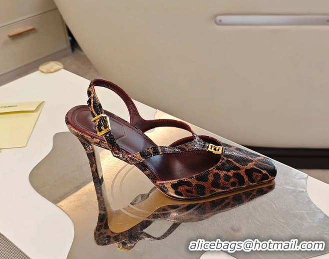 Charming Fendi Ffold Brown Black Leather Low Heeled Slingbacks Pumps 80MM 6050503