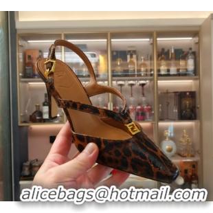 Best Price Fendi Ffold Brown Black Leather Low Heeled Slingbacks Pumps 80MM 6050503