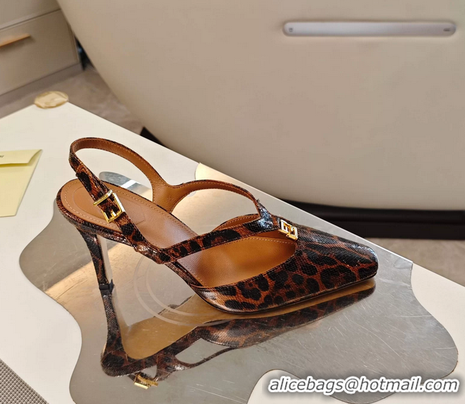 Best Price Fendi Ffold Brown Black Leather Low Heeled Slingbacks Pumps 80MM 6050503