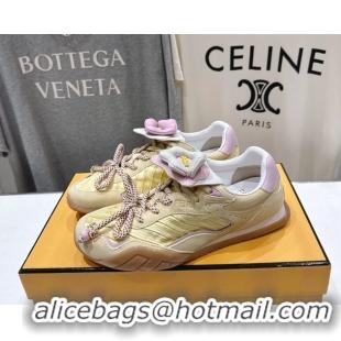 Discount Fendi Wave Pulse Low Tops Sneakers Yellow Fabric and Suede 6050504