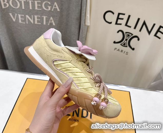 Discount Fendi Wave Pulse Low Tops Sneakers Yellow Fabric and Suede 6050504