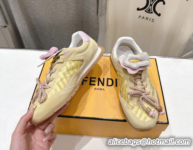 Discount Fendi Wave Pulse Low Tops Sneakers Yellow Fabric and Suede 6050504