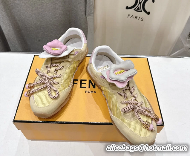 Discount Fendi Wave Pulse Low Tops Sneakers Yellow Fabric and Suede 6050504