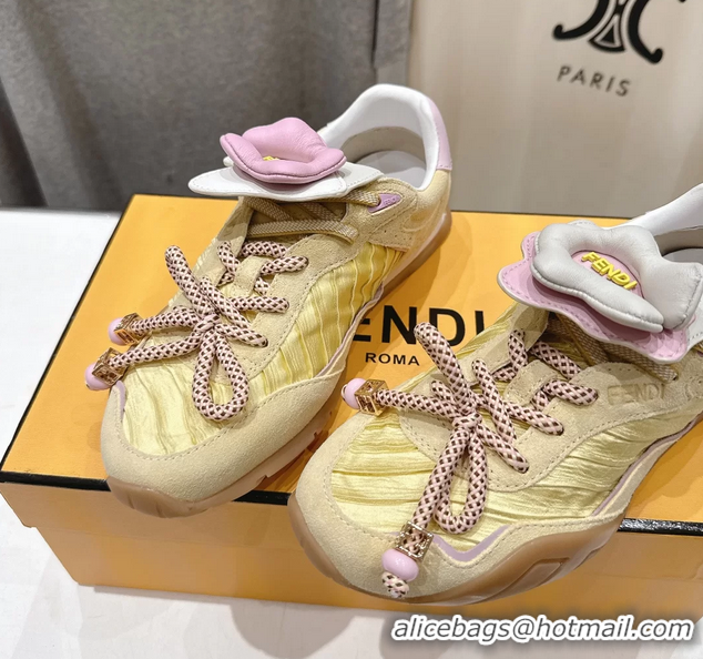 Discount Fendi Wave Pulse Low Tops Sneakers Yellow Fabric and Suede 6050504