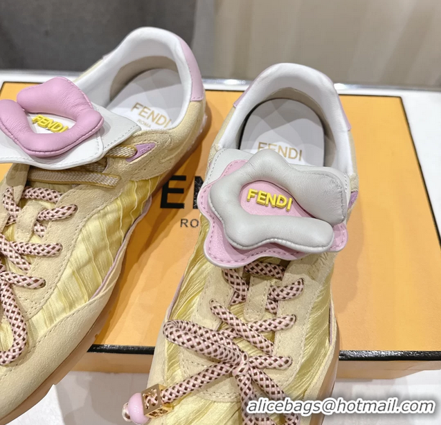 Discount Fendi Wave Pulse Low Tops Sneakers Yellow Fabric and Suede 6050504