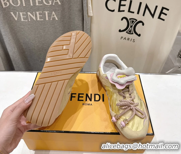 Discount Fendi Wave Pulse Low Tops Sneakers Yellow Fabric and Suede 6050504
