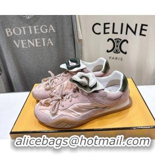 Stylish Fendi Wave Pulse Low Tops Sneakers Pink Fabric and Suede 6050504