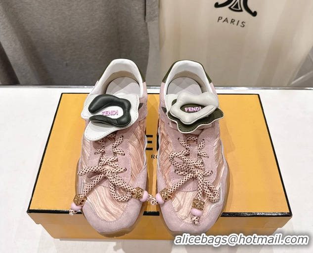 Stylish Fendi Wave Pulse Low Tops Sneakers Pink Fabric and Suede 6050504