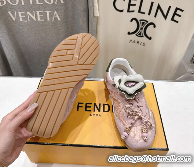 Stylish Fendi Wave Pulse Low Tops Sneakers Pink Fabric and Suede 6050504