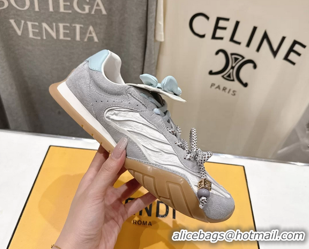 Buy Luxury Fendi Wave Pulse Low Tops Sneakers Gray Fabric and Suede 6050504