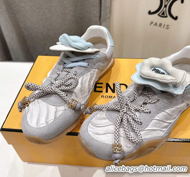 Buy Luxury Fendi Wave Pulse Low Tops Sneakers Gray Fabric and Suede 6050504