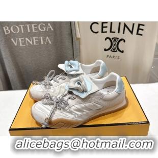 Top Design Fendi Wave Pulse Low Tops Sneakers Beige Fabric and Suede 6050504