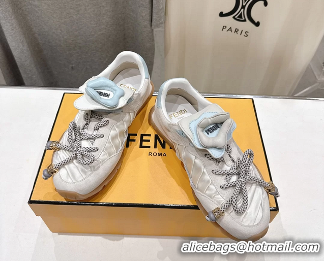 Top Design Fendi Wave Pulse Low Tops Sneakers Beige Fabric and Suede 6050504