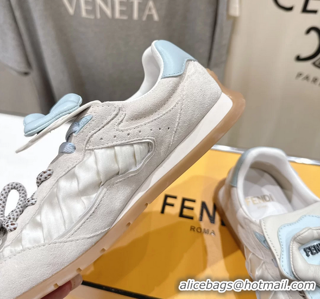 Top Design Fendi Wave Pulse Low Tops Sneakers Beige Fabric and Suede 6050504