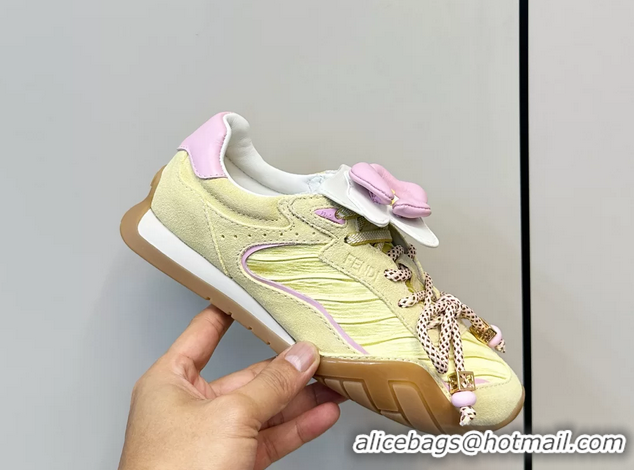 Lowest Cost Fendi Wave Pulse Yellow Fabric and Suede Low Tops Sneakers 6050504