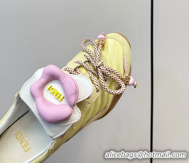 Lowest Cost Fendi Wave Pulse Yellow Fabric and Suede Low Tops Sneakers 6050504