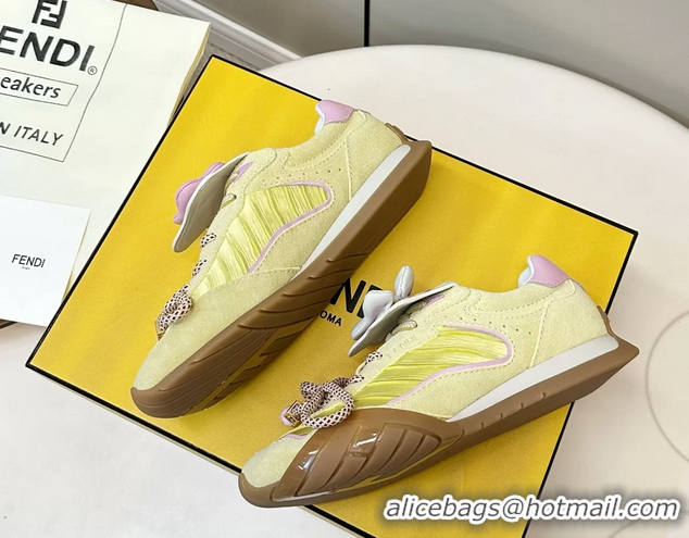 Lowest Cost Fendi Wave Pulse Yellow Fabric and Suede Low Tops Sneakers 6050504