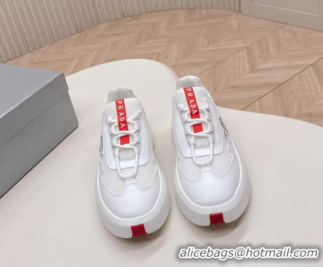 Good Quality Prada Americas Cup Re Nylon and Biker Fabric Sneakers 6050802 White