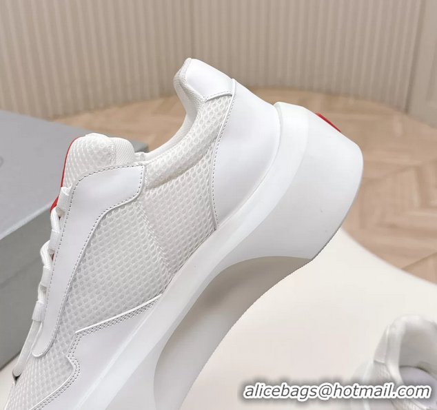 Good Quality Prada Americas Cup Re Nylon and Biker Fabric Sneakers 6050802 White